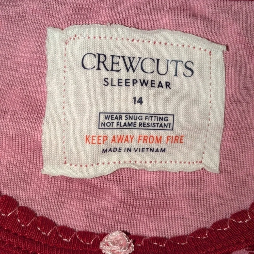 Crewcuts Red Pink Pine Tree Cotton Pajama Set‎ Size 14 Holiday Sleepwear NWOT